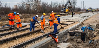 Trasa tramwajowa przy ul. Unii Lubelskiej na półmetku