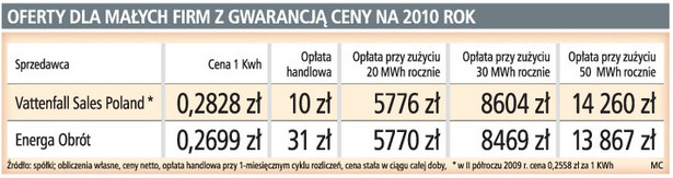 Oferty dla małych firm z gwarancją ceny na 2010 rok