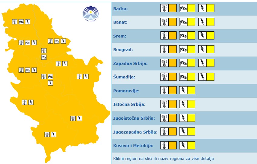Narandžasti meteoalarm, 7. avgust