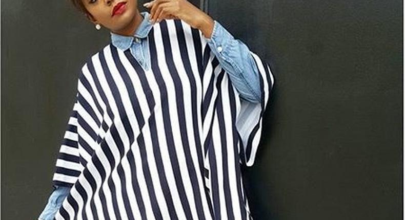 Michelle Dede in Ejiro Amos Tafiri Danshiki set paired with denim shirt