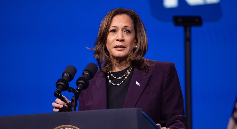 Vice President Kamala Harris speaking at an event in Houston, Texas on Thursday.Montinique Monroe/Getty Images