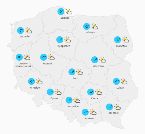 Prognoza maksymalnej temperatury w niedzielę 31 stycznia