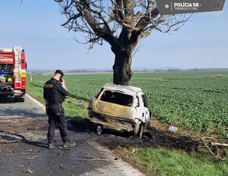Vodič na ceste medzi Trnavou a Dolnou Krupou uhorel vo svojom aute. 