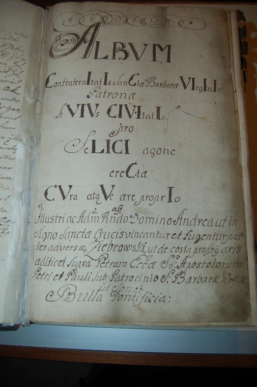 książka: strona tytułowa księgi bractwa św. Barbary 1747 r.