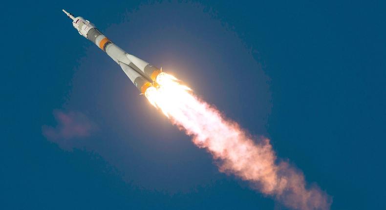The Soyuz TMA-19M rocket  launching into space from Baikonur, Kazakhstan in 2015.NASA/Joel Kowsky via Getty Images