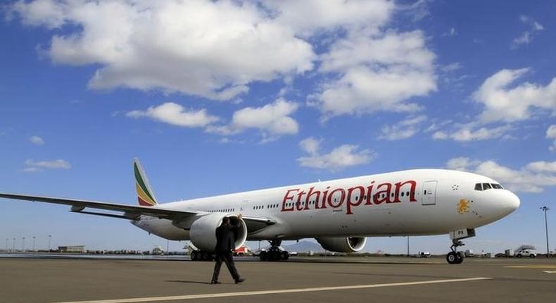 Ethiopia Airline's newly acquired Boeing 777-300ER aircraft, with a seating capacity of 400 passengers, arrives at the Bole International Airport in Capital Addis Ababa November 8, 2013. REUTERS/Tiksa Negeri