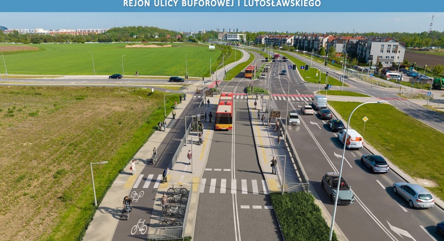 Tak będzie wyglądać skrzyżowanie Buforowej z Lutosławskiego po zakończeniu 1. etapu prac przy budowie TAT