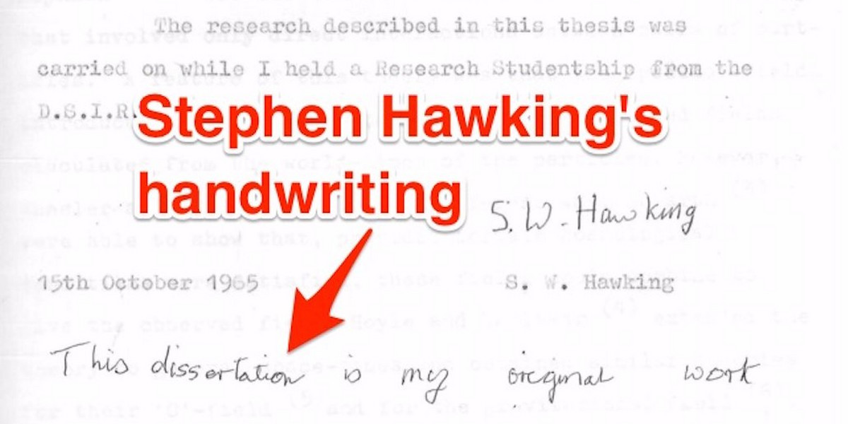Fragment pracy doktoranckiej Stephena Hawkinga