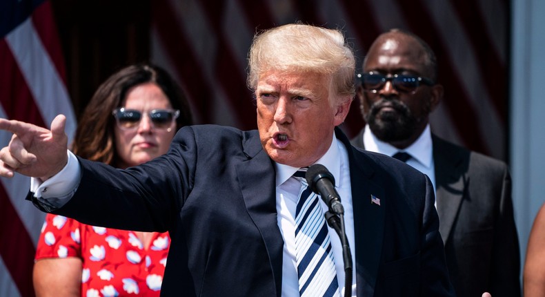 Former President Donald J. Trump speaks about filing a class-action lawsuits targeting Facebook, Google and Twitter and their CEOs, escalating his long-running battle with the companies following their suspensions of his accounts, during a press conference at the Trump National Golf Club on Wednesday, July 07, 2021 in Bedminster, NJ.
