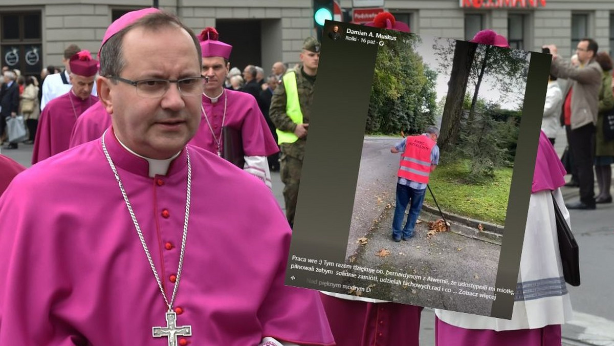 Biskup z Krakowa znalazł pracę. Dostał miotłę i wziął się do roboty