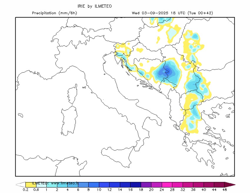 Mapa zasredu, oko 18 časova