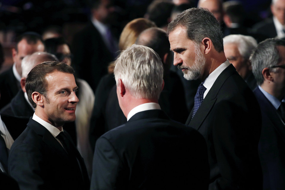 Prezydent Francji Emmanuel Macron i Król Hiszpanii Filip VI