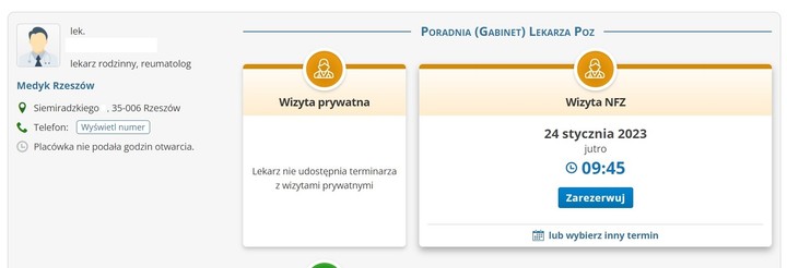 Najbliższy termin u lekarza NFZ w Rzeszowie
