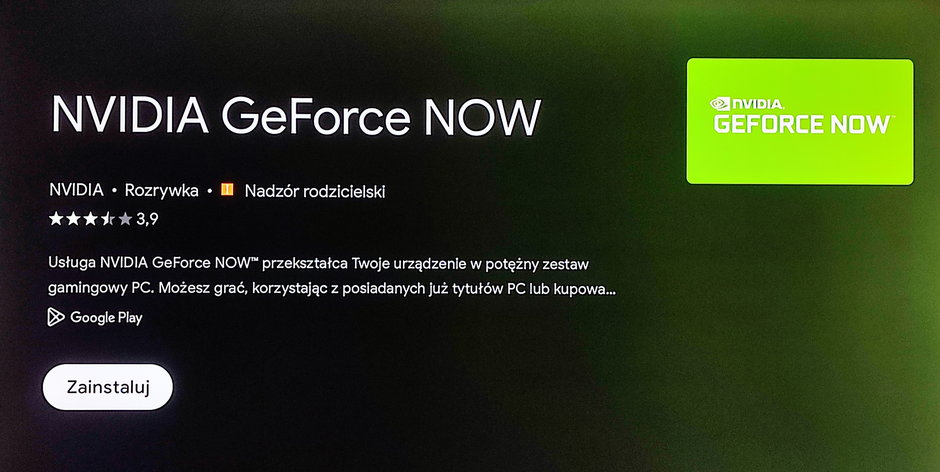 Nvidia GeForce Now w Google TV