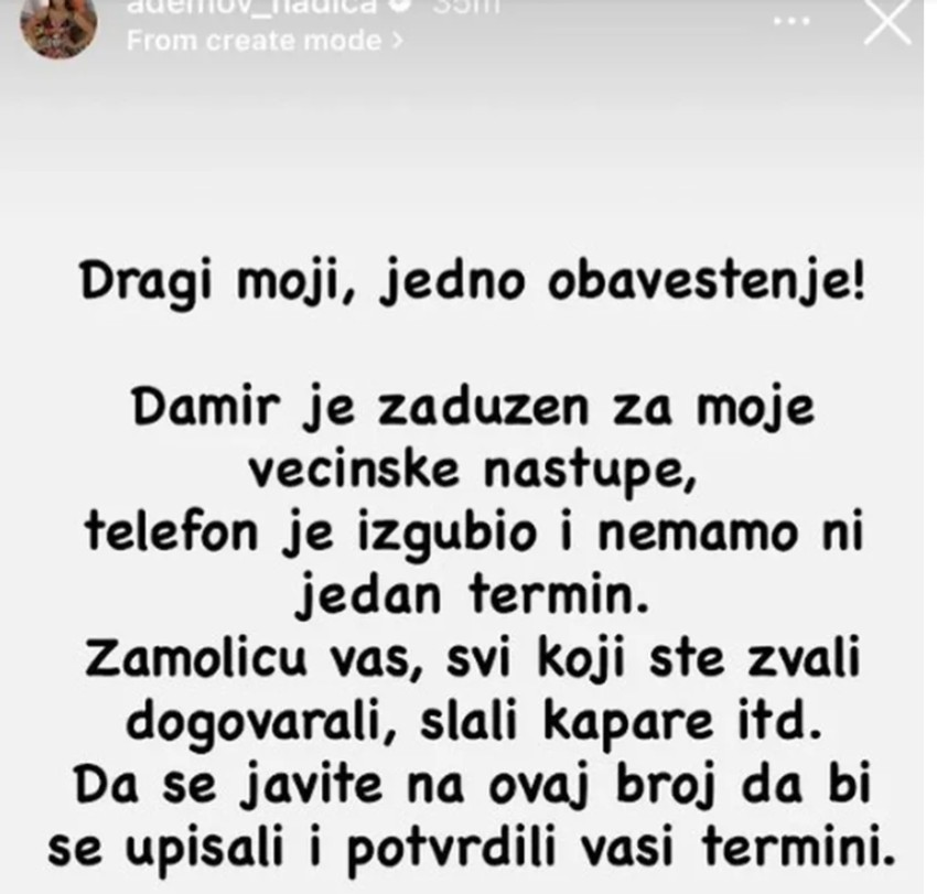 Objava Nadice Ademov