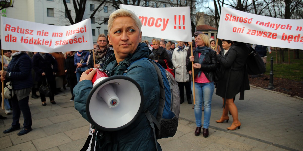 Protest opiekunek MOPS w Łodzi 