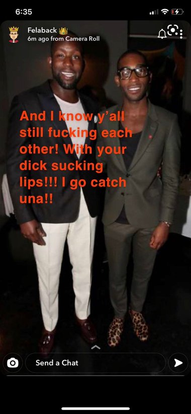 Wizkid threatens Tinie Tempah and Dumi Oburota. (Twitter/WizkidAyo/Snapchat/Felaback)