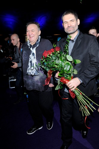 Michał Urbaniak i Piotr Trzaskalski na premierze filmu 'Mój rower'