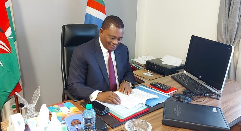 Attorney General nominee Justin Muturi in his office on October 17, 2022