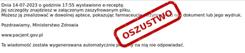 Fałszywy mail z e-receptą