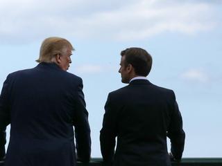 Donald Trump, prezydent USA i Emmanuel Macron, prezydent Francji. Colleville-sur-Mer, 6 czerwca 2019 r.