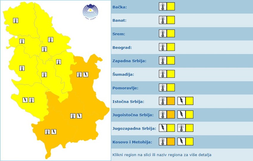 Meteoalarm za subotu