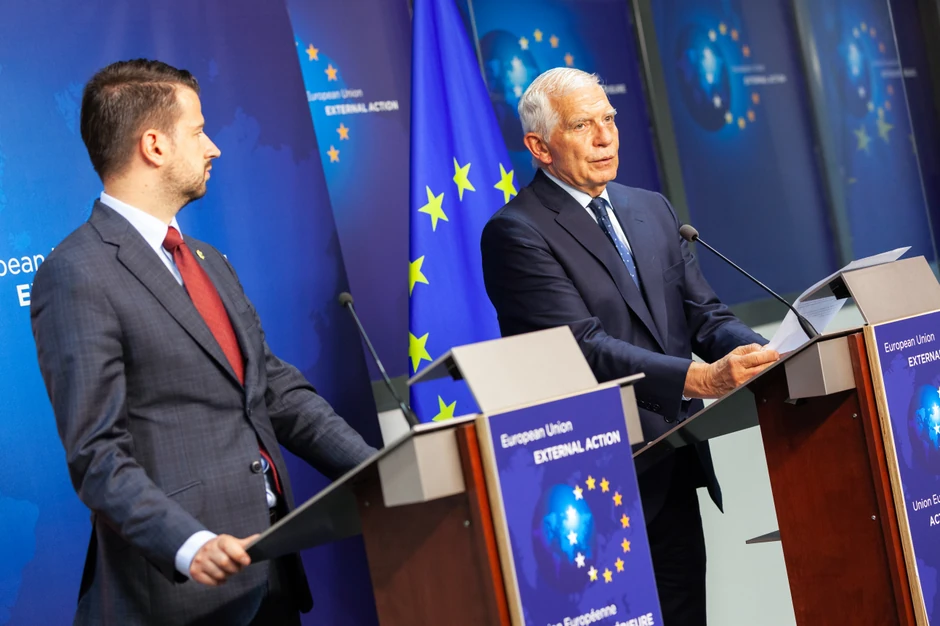 Predsednik Crne Gore Jakov Milatović i šef evropske diplomatije Žozep Borelj u Briselu 30. maja