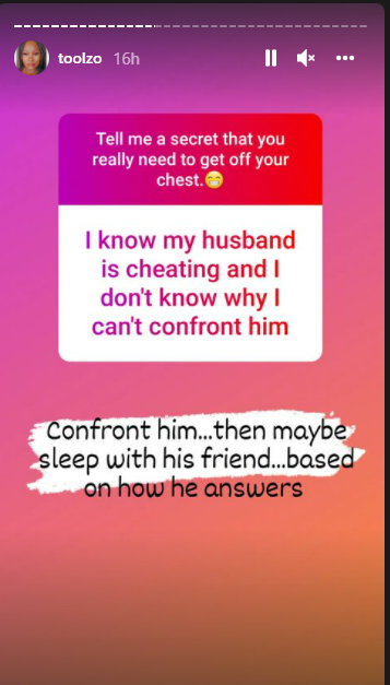 The OAP advises scorned married women to choose violence.