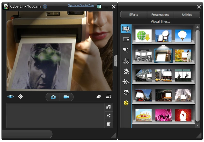 Główne okno programu do kamer internetowych - CyberLink YouCam 5 Standard