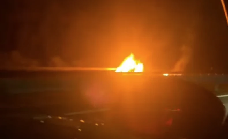 Gori automobil na autoputu Miloš Veliki