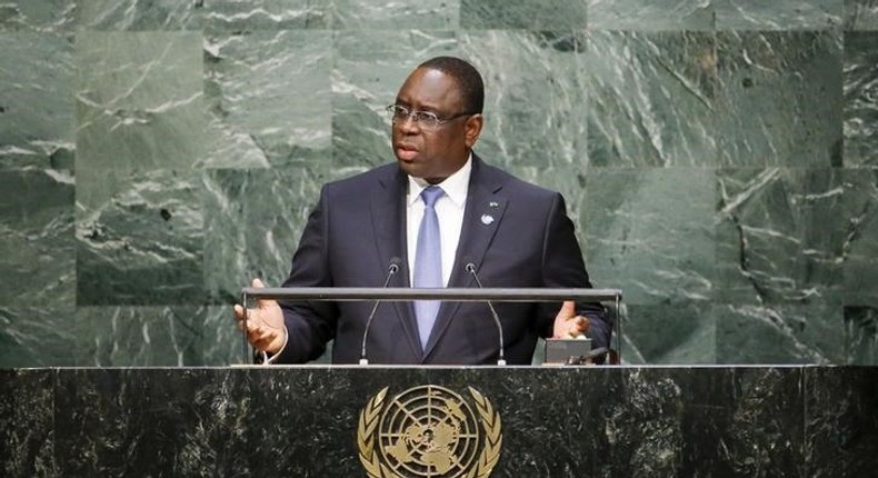 Senegal's President Macky Sall addresses attendees during the 70th session of the United Nations General Assembly at the U.N. headquarters in New York, September 28, 2015. REUTERS/Eduardo Munoz