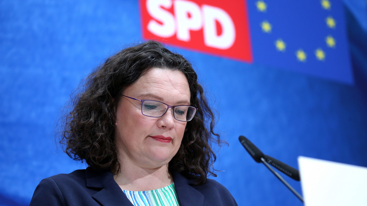 Szefowa Socjaldemokratycznej Partii Niemiec (SPD) Andrea Nahles ogłosiła dzisiaj, że podaje się do dymisji po fali krytyki za katastrofalny wynik swego ugrupowania w wyborach do PE. Rezygnuje też z szefowania frakcji SPD w Bundestagu.