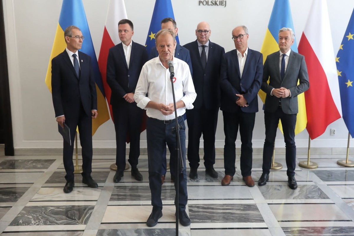 Donald Tusk, Zygmunt Frankiewicz, Szymon Hołownia, Piotr Zgorzelski, Włodzimierz Czarzasty, Robert Biedroń