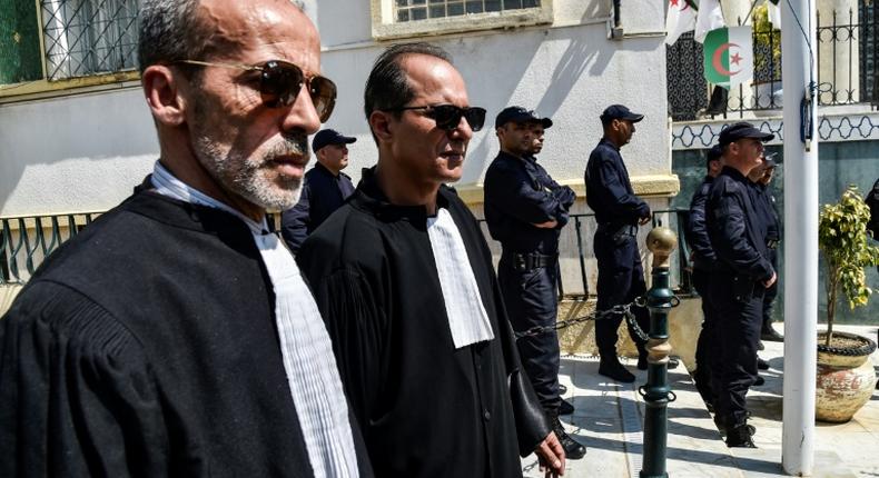 Algerian lawyers and judges gather to support the independence of the judiciary outside the Justice Ministry in Algiers on April 13, 2019. Magistrates who play a key role overseeing the country's elections, say they will boycott a July 4 presidential election