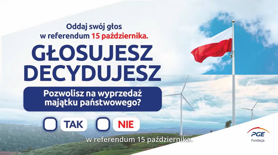 Promocja udziału w referendum przygotowana przez Fundację PGE.