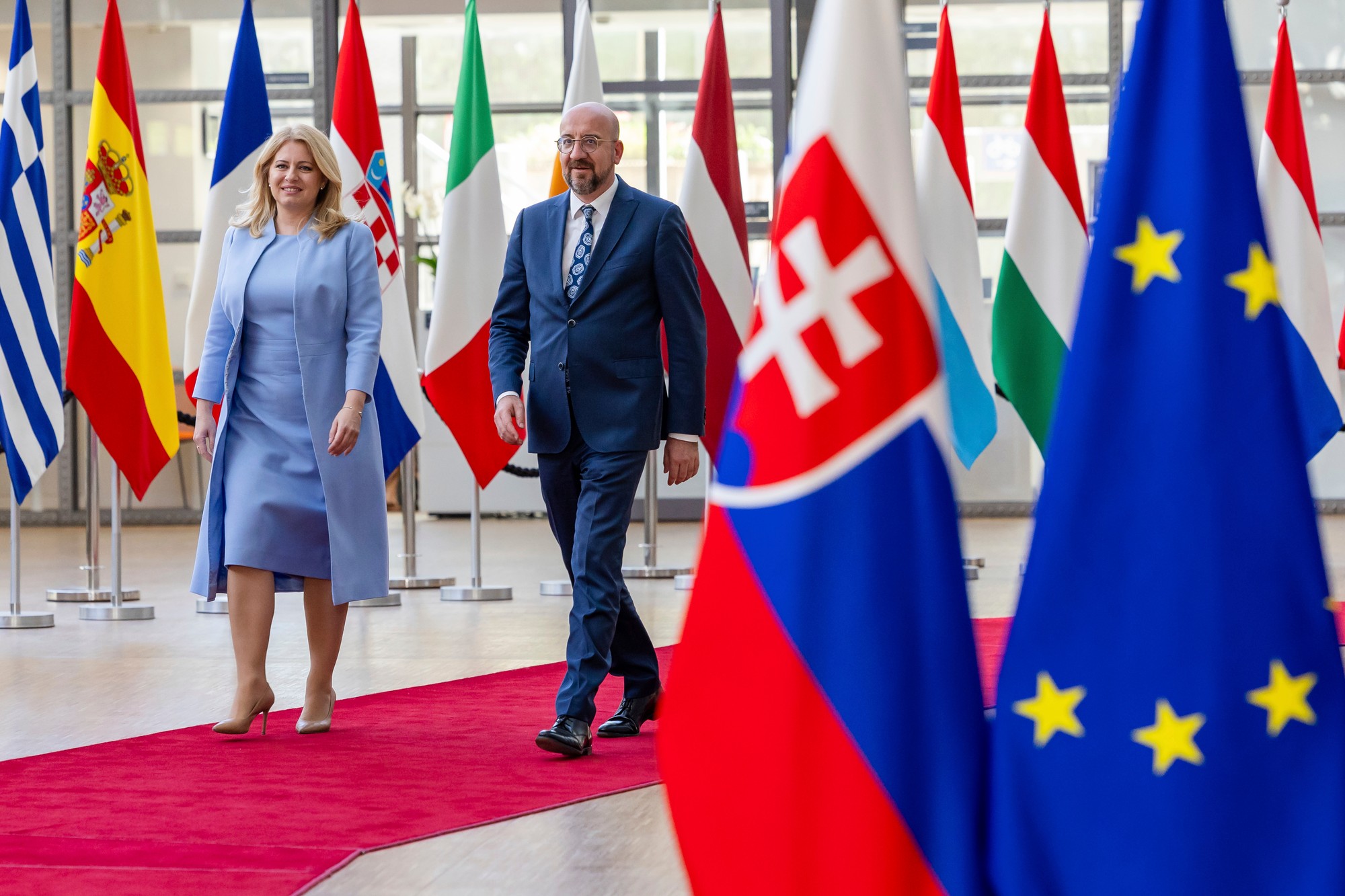 Slovenská prezidentka Zuzana Čaputová a predseda Európskej rady Charles Michel.