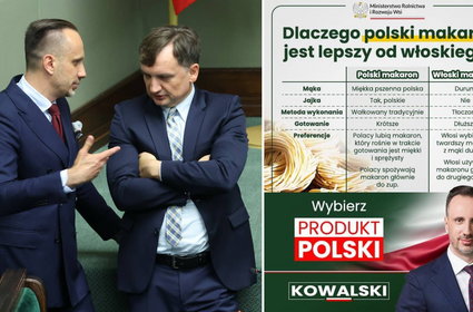 Minister Janusz Kowalski zachwala polski makaron. Bo szybciej się gotuje