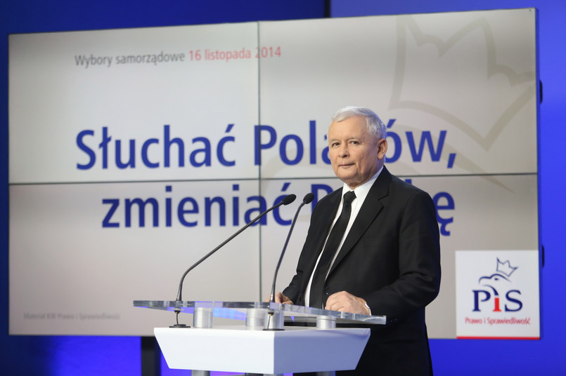 Jarosław Kaczyński podczas konferencji prasowej. Fot. PAP/Leszek Szymański