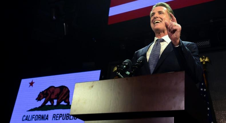 California Governor Gavin Newsom speaks at his election night watch party in Los Angeles, California on November 6, 2018