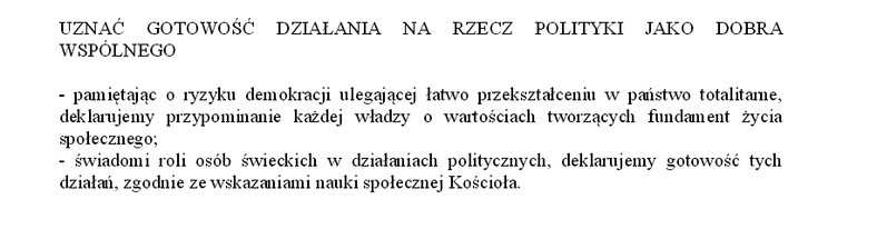 Fragment deklaracji Bractwa św. Jana Pawła II