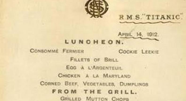 Legendary sunken ship, The Titanic's last menu goes up for auction over a century after