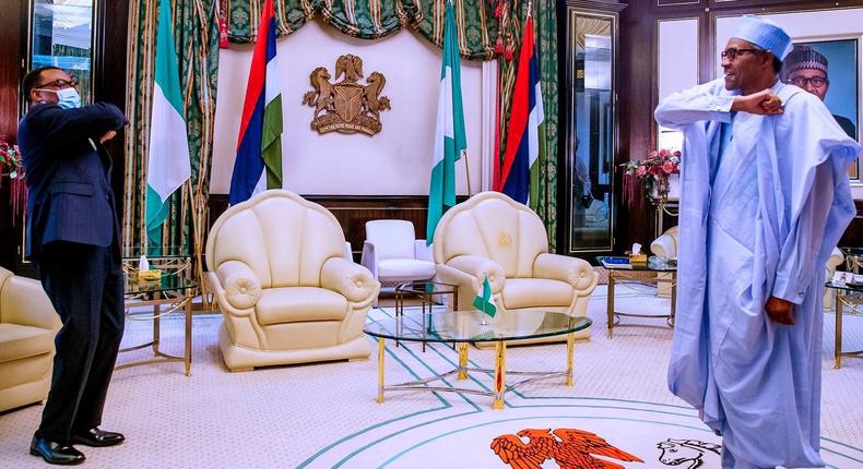 President Muhammadu Buhari has congratulated Akinwumi Adesina over his re-election as AfDB President. [Twitter/@BashirAhmaad]