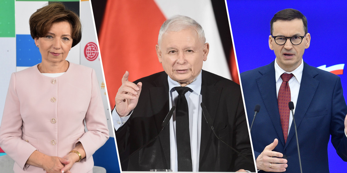Premier Mateusz Morawiecki, minister rodziny Marlena Maląg, prezes PiS Jarosław Kaczyński – głosami posłów PiS Sejm zdecydował, że na razie nie zajmie się projektem wprowadzającym drugą waloryzację emerytur. 