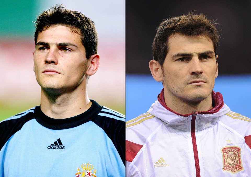 Iker Casillas w 2002 i 2014 roku