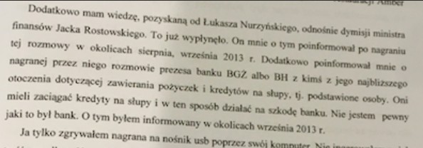 Zeznania kelnera Konrada Lasoty z restauracji "Amber Room", któremu Nurzyński opowiedział o nagraniu Morawieckiego 