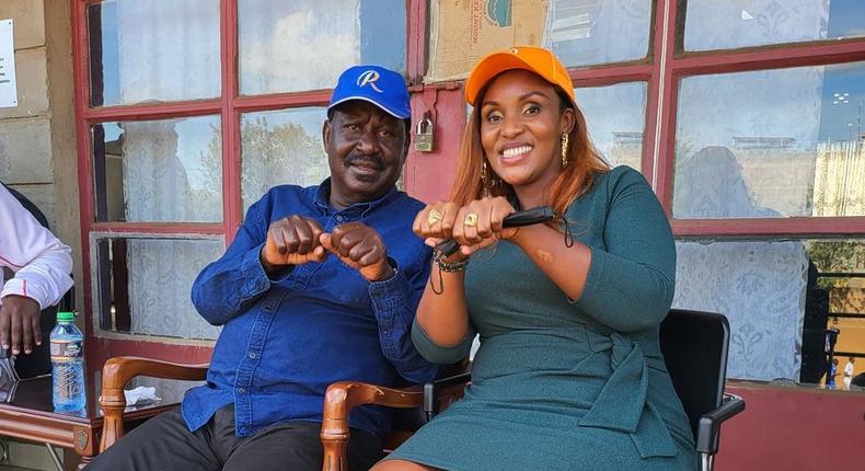 City Politician Wangui B Ng’ang’a with ODM Party Leader Raila Odinga