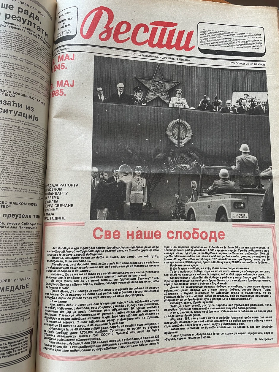 Vesti 10. maj 1985.