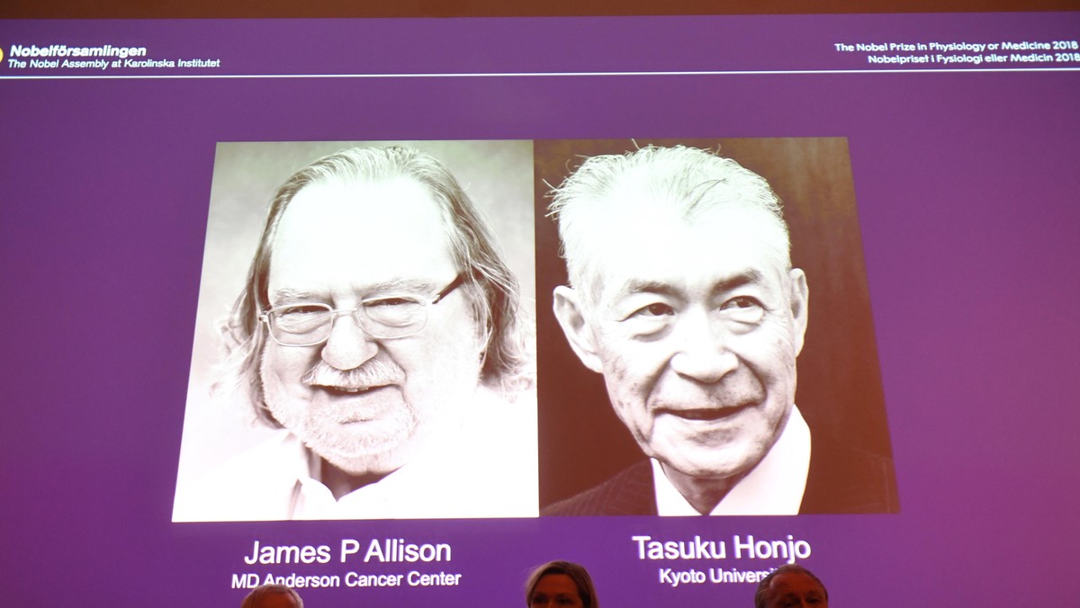 The Nobel Prize laureates for Medicine or Physiology 2018 are James P. Allison, U.S. and Tasuku Honjo, Japan presented at the Karolinska Institute in Stockholm