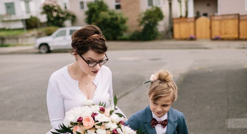 The bride and the ring bearer