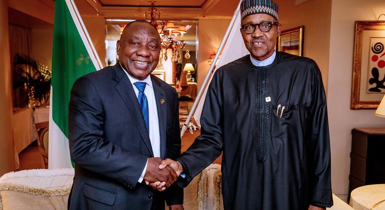 President Muhammadu Buhari and President Cyril Ramaphosa of South Africa [Twitter/@GovNigeeria]